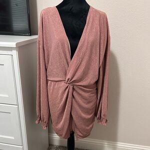 MERCIA MINI DRESS - TWIST FRONT LONG SLEEVE DRES